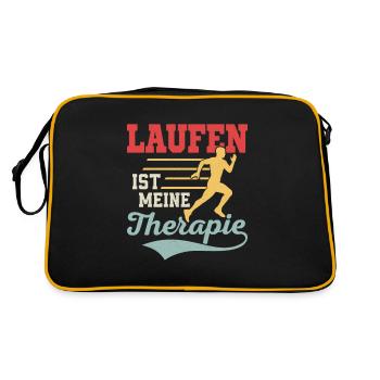 Laufen ist meine Therapie Läufer Joggen - Retro Tasche - Schwarz/Gold - Hinten