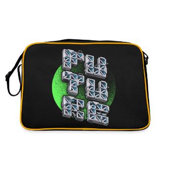 3D vision of the future, sci fi, futuristic metal - Retro Bag - black/gold - Back