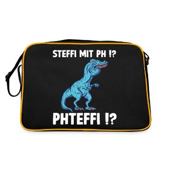 Steffi Namen Shirt lustiges Trex Meme Überbiss - Retro Tasche - Schwarz/Gold - Hinten