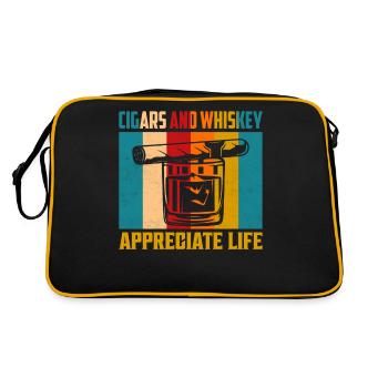 Cigars And Whiskey Appreciate Life Drinking Bourbo - Retro Bag - black/gold - Back