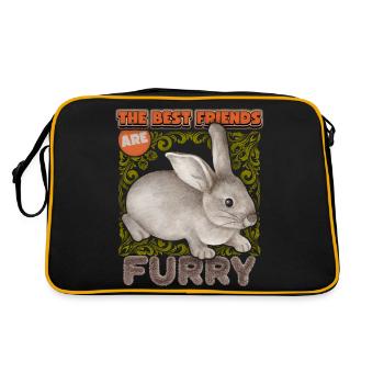 Rabbit, bunny, vintage watercolor, funny saying - Retro Bag - black/gold - Back