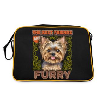 Yorkshire Terrier, aquarelle vintage, Yorkie dicton - Sac Retro - noir/or - Dos