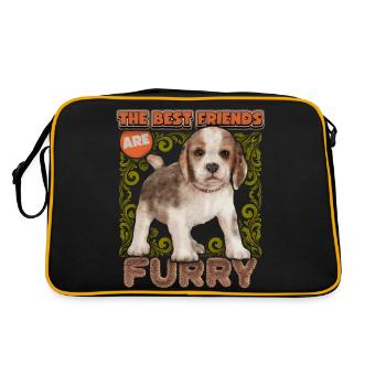 Beagle-Welpe, Beagle-Hund, Hund, vintage Aquarell - Retro Tasche - Schwarz/Gold - Hinten