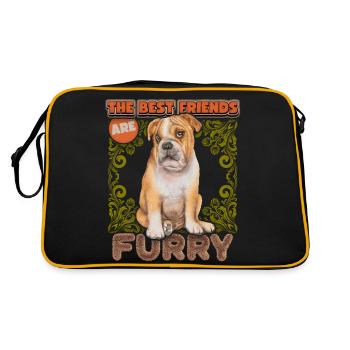 Bouledogue anglais, chien, drôle de bouledogue anglais - Sac Retro - noir/or - Dos