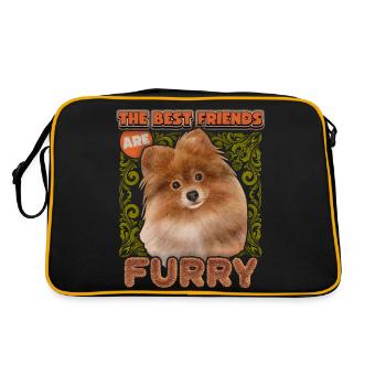 Pomeran, Spitz illustration vintage, chien disant - Sac Retro - noir/or - Dos