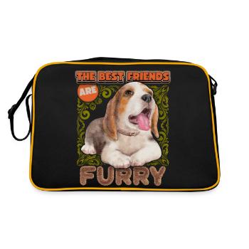 Beagle-Hund, Beagle-Welpe, vintage Aquarell Spruch - Retro Tasche - Schwarz/Gold - Hinten