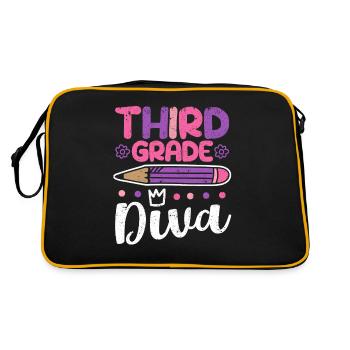 3rd Grade Diva Funny Third Grader Teacher - Retro Bag - black/gold - Back