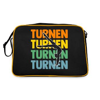 Turnen Gymnastik Turner - Retro Tasche - Schwarz/Gold - Hinten