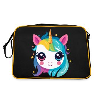 Ein Regenbogen-Einhorn - Retro Tasche - Schwarz/Gold - Hinten