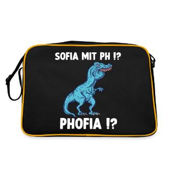 Sofia statt Sophia Shirt lustiges Trex Meme Überbi - Retro Tasche - Schwarz/Gold - Hinten