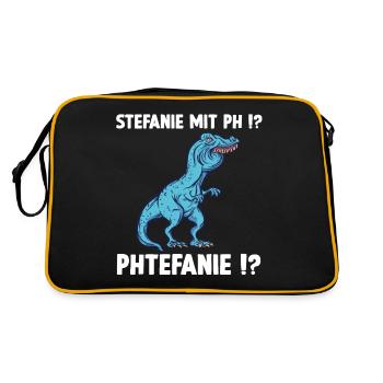 Stefanie Shirt lustiges Trex Meme Überbiss - Retro Tasche - Schwarz/Gold - Hinten