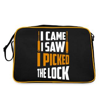 I Came, I Saw, I Picked The Lock Lockpicker Locksm - Retro Tasche - Schwarz/Gold - Hinten