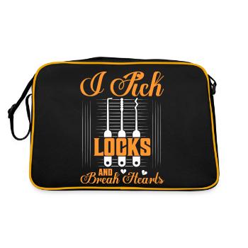 I Pick Locks And Break Hearts Locksmith Lockpicker - Retro Bag - black/gold - Back