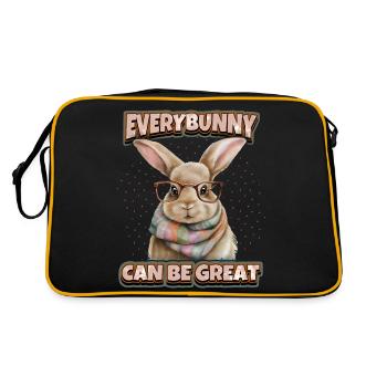 Rabbit Rabbit Kawaii Illustration Funny Saying - Retro Bag - black/gold - Back
