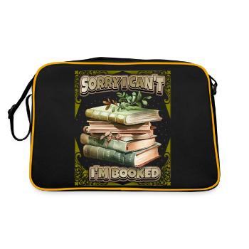 Bücher, lustiger Spruch für Bücherwurm Leseratte - Retro Tasche - Schwarz/Gold - Hinten