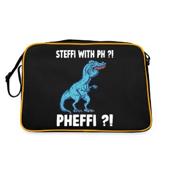 Steffi name shirt funny trex meme overbite - Retro Tasche - Schwarz/Gold - Hinten