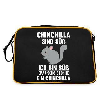 Chinchilla sind süß ich bin süß also bin ich ein C - Retro Tasche - Schwarz/Gold - Hinten