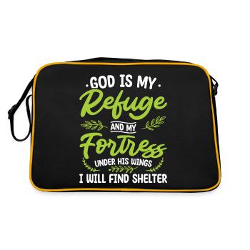 Gott Ist Meine Zuflucht Und Meine Festung - Retro Tasche - Schwarz/Gold - Hinten
