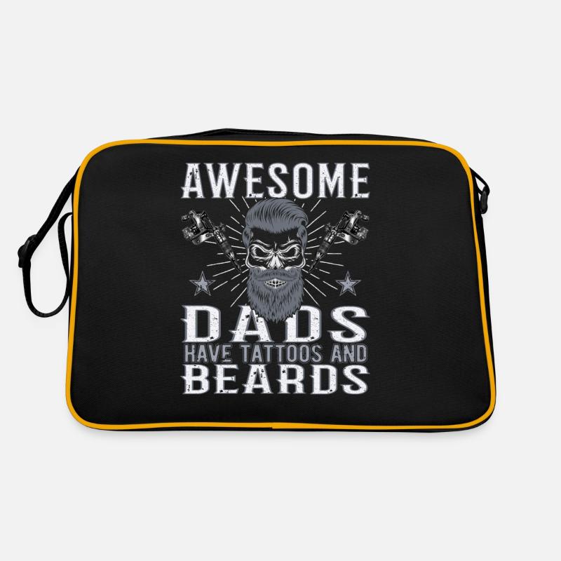 Awesome Dads have Tattoos Beard Father Tattoo Beard Retro Bag