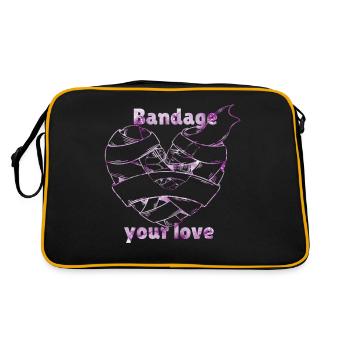Verbinde deine Liebe - Retro Tasche - Schwarz/Gold - Hinten