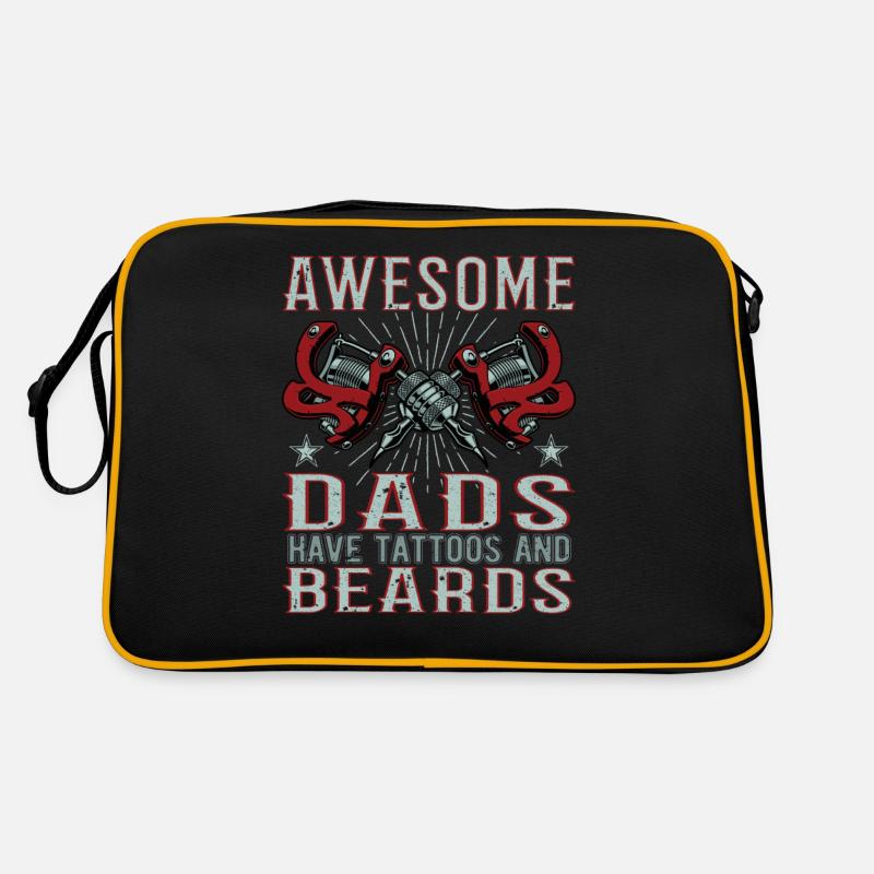 Awesome Dads have Tattoos Beards Vater Tattoo Bart Retro Tasche