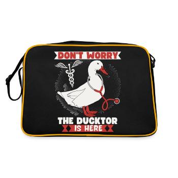 Doctor Joke, Comic Duck, Funny Doctor Saying, Pun - Retro Bag - black/gold - Back