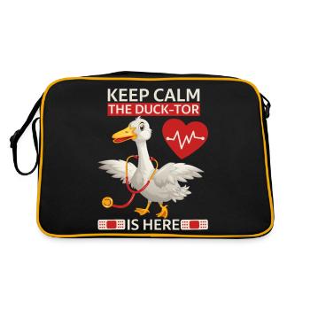 Doctor Doctor Joke, Comic Duck, Funny Saying, Pun - Retro Bag - black/gold - Back