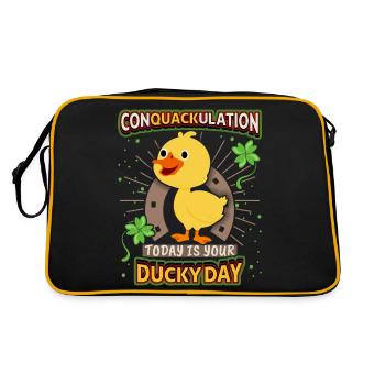 Comic Duck, Funny Saying, Pun - Retro Bag - black/gold - Back