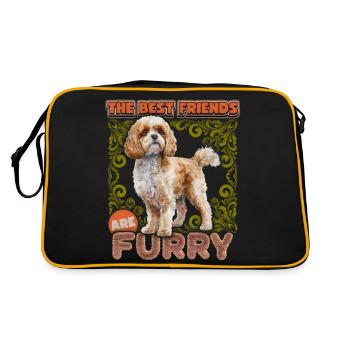 Illustration vintage de chien Cavapoo, drôle de dicton - Sac Retro - noir/or - Dos