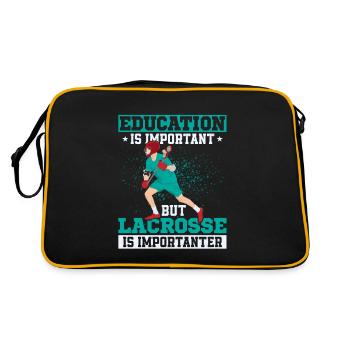Education Is Important But Lacrosse Is Importanter - Retro Tasche - Schwarz/Gold - Hinten