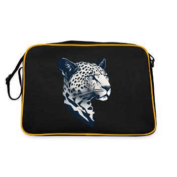 Einfaches Design Lephard-Kopf - Retro Tasche - Schwarz/Gold - Hinten