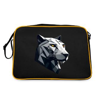 Minimalistischer Panther - Retro Tasche - Schwarz/Gold - Hinten