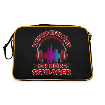 Kann Dich Nicht Hören Höre Schlager Schlagerfan - Retro Tasche - Schwarz/Gold - Hinten