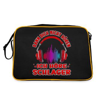 Kann Dich Nicht Hören Höre Schlager Schlagerfan - Retro Tasche - Schwarz/Gold - Hinten