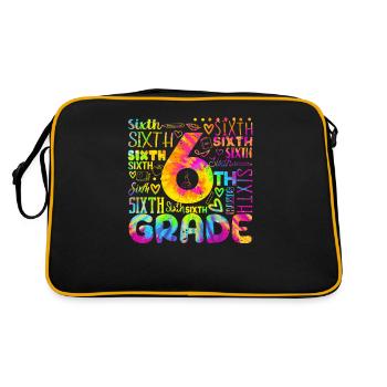Tie Dye 6th Grade Typography Team Sixth Grader - Retro Bag - black/gold - Back