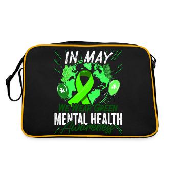 We Wear Lime Green Rainbow For Mental Health Aware - Retro Bag - black/gold - Back