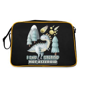 Lustiger 3D Dinosaurier, Spruch mit Asteroid - Retro Tasche - Schwarz/Gold - Hinten