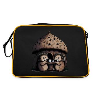 Hedgehog Teaparty Mushroom Accueil - Sac Retro - noir/or - Dos