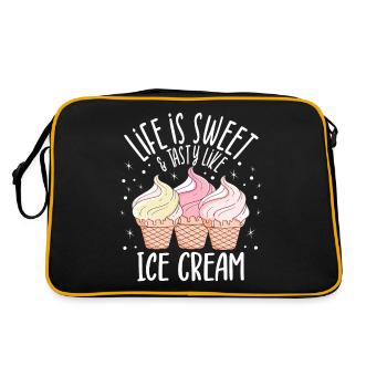 Life Is Sweet Like Ice Cream Lover Gift Idea - Retro Tasche - Schwarz/Gold - Hinten