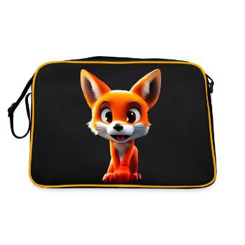 Fox with big googly eyes - Retro Bag - black/gold - Back