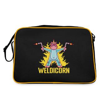Weldicorn Welder Welding Weld Gift Idea - Retro Tasche - Schwarz/Gold - Hinten