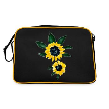 Tournesols jaunes peints à la main aquarelle - Sac Retro - noir/or - Dos