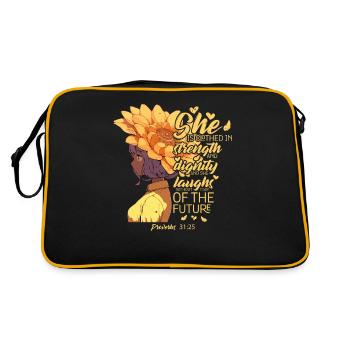 Verset de la Bible chrétienne Tournesol Livre des Proverbes - Sac Retro - noir/or - Dos