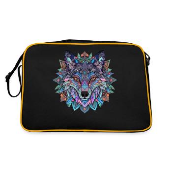 Loup Géométrique Mandala ColorFull - Sac Retro - noir/or - Dos