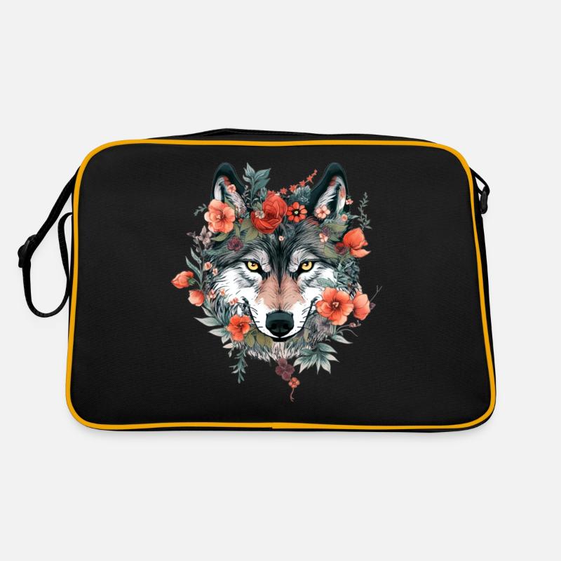 Blumenwolf Wildblume Vintage Farbe Retro Tasche