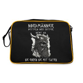 Heidnischer Wikinger Nordischer Krieger Wikinger - Retro Tasche - Schwarz/Gold - Hinten