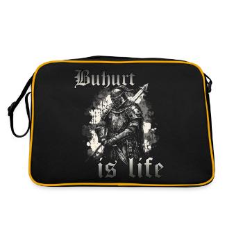 Buhurt Bouhourt Ritter Wettkampf Krieger Sport - Retro Tasche - Schwarz/Gold - Hinten