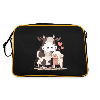 Sow Cow Animal Love Farmer Agriculture Farmer - Retro Bag - black/gold - Back