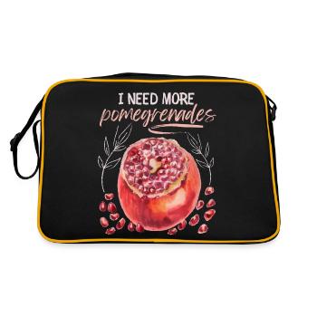 Pomegranate Illustration, Watercolor, Saying - Retro Bag - black/gold - Back