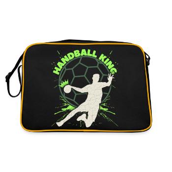 Handball, Joueur de handball, Motif sportif Dicton - Sac Retro - noir/or - Dos